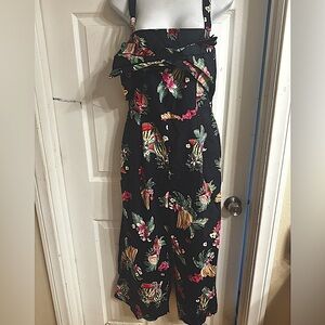 Zara floral cropped pant jumpsuit